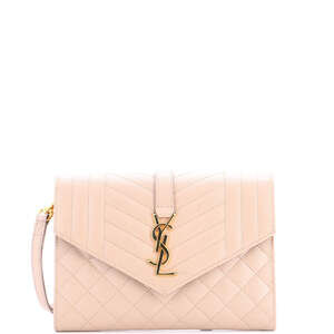 Saint Laurent Classic Monogram Envelope Wristlet Clutch Mixed Matelasse Leather